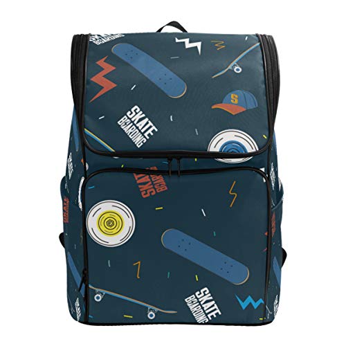 LISNIANY Mochilas Escolares Ilustración de Vector de patrón de Skate Bolsas para computadora