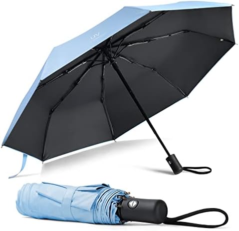 Vicloon Regenschirm, Taschenschirm Auf-Zu-Automatik, Regenschirm Sturmfest, 210T Teflon-Beschichtung, lLeicht, Stark, für Herren und Damen (Himmelblau)