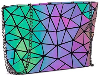 Geometric Purse Holographic Luminous Chain Crossbody Bag Clutch Purses for Women Handbag