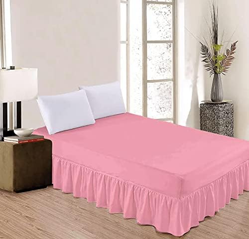 Rohi Luxury Fitted Valance Sheet Double - Easy Care Double Fitted Sheet, Frilled - Fit over Mattress & Down to the Floor (Double, Cream)