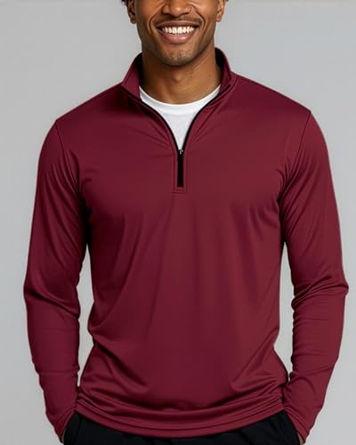Image of Real Essentials 3 Pack: Men's Dry-Fit Active Quarter Zip Long Sleeve Athletic Performance Pullover (Available in Big & Tall)