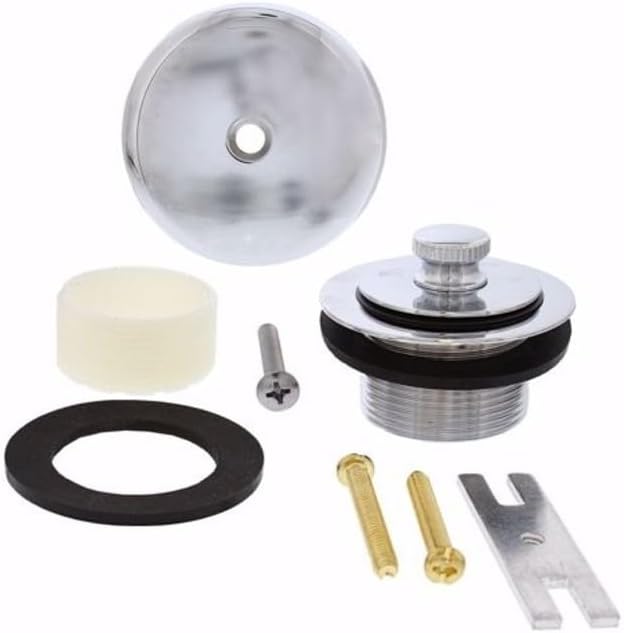 Jones Stephens B51034 One-Hole Friction Lift Tub Drain Trim Kit, Includes Two-Hole Conversion Bar - Chrome Plated