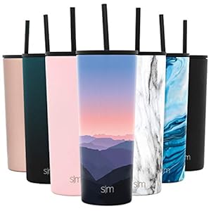 Simple Modern 710mL (24oz) Classic Reismok Tumbler met 2 deksels: herbruikbaar rietje en klep – kolf koffie bier…