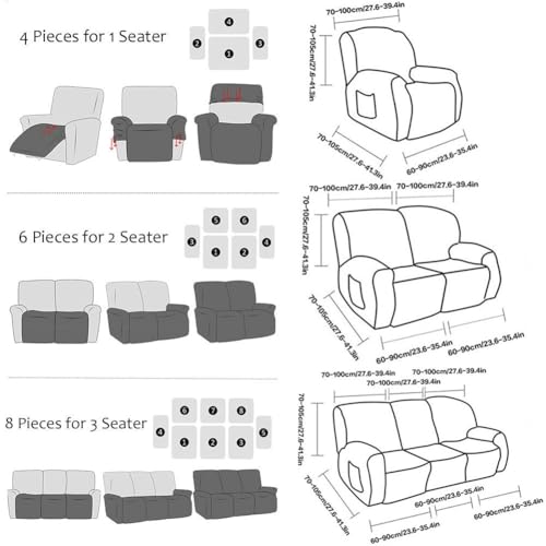 Housse de fauteuil inclinable 3 places azzurro extensible et lavable