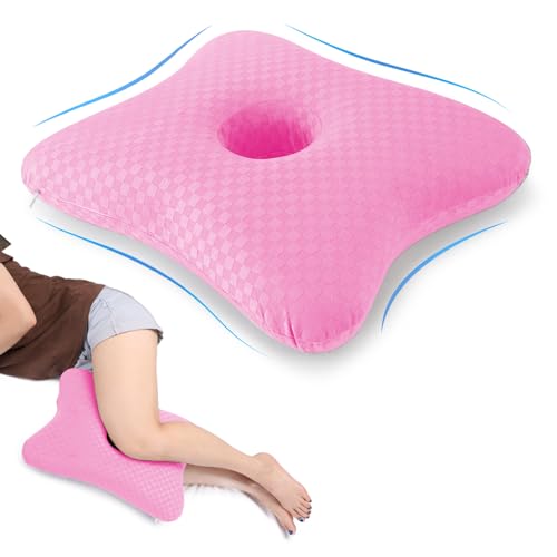 wuwumiline Leg & Knee Pillow for Side Sleepers - Upgraded Memory Foam Pillow Between Legs for Side Sleeping, Leg Pillow for Back, Hip, Sciatica Pain Relief, Side Sleeper Wedge Pillow (Pink-no Straps)