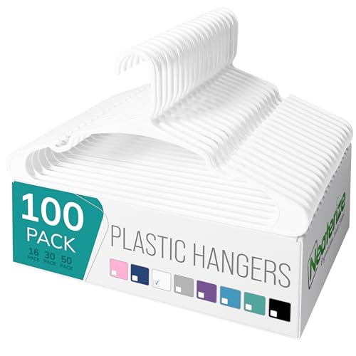 NEATERIZE Clothes Hangers Plastic 100 Pack For Adults - Plastic