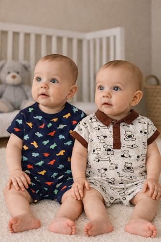 Image of TuddyBuddy 100% Cotton Romper /Jumpsuit /Bodysuit Set for Baby (Pack of 2 Playsuits)