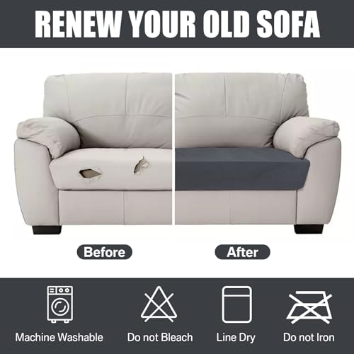 Teynewer Sofa Seat Cushion Cover, Sofa Cushion Slipcovers Stretch Velvet - Image 2