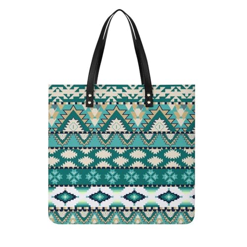 Sac shopping vert ethnique pour femmes | Grand tote bag de voyage 39x39cm