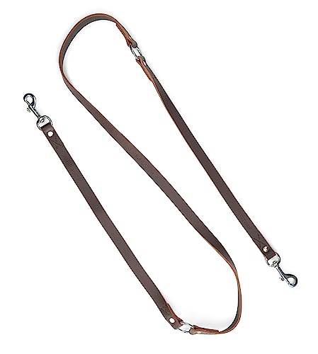 Jack & Russell Guinzaglio per cani in pelle di bufalo, 2 m, robusto guinzaglio in pelle grassa, di alta qualità con moschettone e anelli in acciaio inox, modello Lucky (marrone scuro)