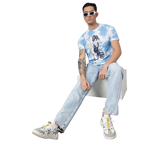 Image of Free Authority Official Dragon Ball Z: Son Goku Anime Graphic Print Pure Cotton Regular Fit Tshirt for Men