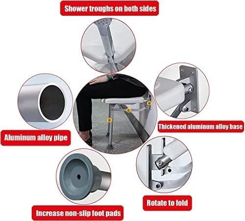 Asiento de Silla de Ducha, for Personas Mayores discapacitadas Taburete de Ducha Interior con Patas Ajustables Montaje en Pared portátil Silla de baño Plegable Taburete de Banco