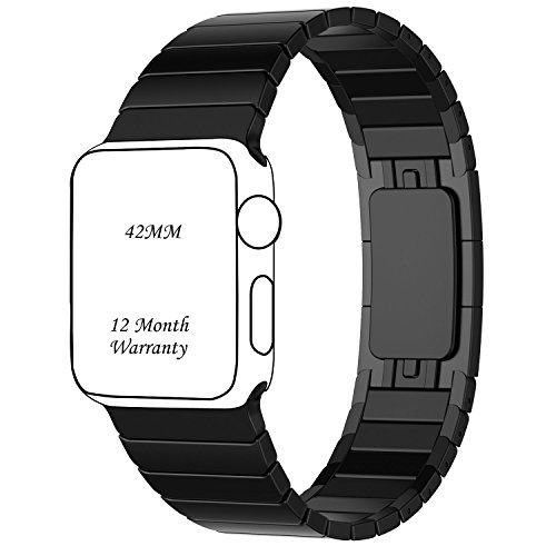 ZONEYILA Apple Watch Band 42mm, Stainless Steel Replacement Smart Watch Band Link Bracelet - Black