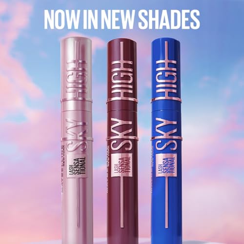 Maybelline Mascara New York Lash Sensational Sky High, mascara volumisant et allongeant, formule lavable sans flocons infusée d'extrait et de fibres de bambou, 7,2 ml, teinte : 01, noir