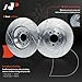 A-Premium Front and Rear Drilled and Slotted Disc Brake Rotors + Ceramic Pads Kit Compatible with Select Jeep Models - KL Series Cherokee 2018-2022, 200 2015-2017, 12-PC Set