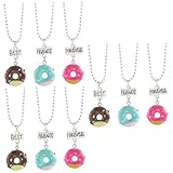 LIFKOME 9piezas Collares De Amistad Para Niñas Juego Colgantes De Donut y Mensajes Grabados Joyería De Aleación Para Mejor Amiga Especial Para Cumpleaños y Celebraciones