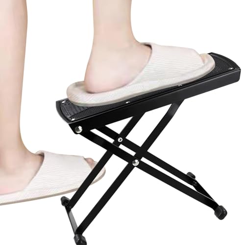 Guitar Foot Stool Footstool with Rubber End Caps, Metal Frame Guitar Foot Rest Stand, 6 Position Height for Ukulele Classical