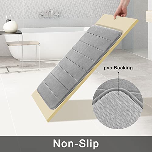 Yimobra Memory Foam Bath Mat Set, Non Slip Super Water Absorption Soft Bathroom Rugs, Thick, Dry Fast, Machine Washable For Bathroom Floor Mat, 17X24+31.5X19.8 Inches, Gray #TOP3