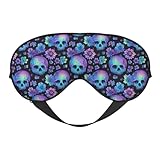Ajuste perfecto: esta máscara de ojos ajustable con diseño de margaritas azules para dormir se ajusta perfectamente sin presionar tus ojos, por lo que es una máscara de dormir ideal para hombres y máscaras para dormir para mujeres.