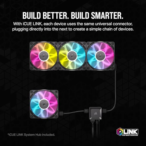 Image of CORSAIR iCUE Link RX140 RGB 140mm PWM Fans with iCUE Link System Hub - Magnetic Dome Bearing - Dual Pack - Black