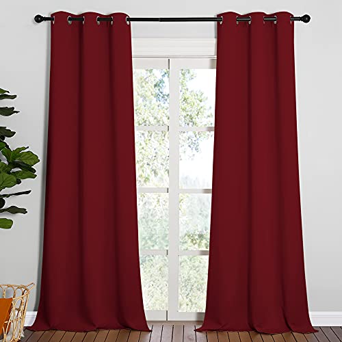 Image of NICETOWN Burgundy Red Blackout Drapes - Window Treatment Light Blocking Privacy Curtain Panels for Christmas Window Decoration (Set of 2, 42 inches by 95-inch)