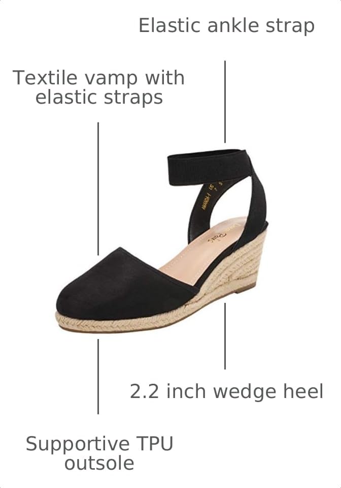 Image of DREAM PAIRS Women's Ankle Strap Wedge Sandals | Espadrilles Sandals, Elastic Ankle Strap, Cushioned Comfort for Summer Outfit, Fashion Dressy Shoes