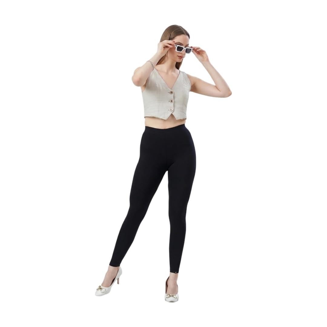 Ankle Length Leggings for Women’s | Skinny Fit | Gold Bio Wash Thick Stretchable Cotton Lycra Fabric | Mid-Rise Breathable & Comfortable | Daily, Gym, Yoga & Casual Wear | Sizes - L, XL, XXL-image-0