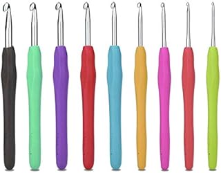 JUHONNZ Crochet Hooks,9 PCS Crochet Needles Soft Rubber Knitting Aluminium Needles Weave Craft Tool for Craft Yarn 2-6mm