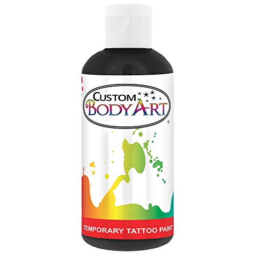 Custom Body Art Black Airbrush Body Paint 8oz - Alcohol-Based, Waterproof, Body Paint for Adults, Cosplay, Temporary Tattoos