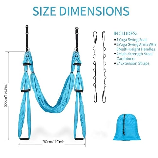 Aerial Yoga Swing Set Yoga Hammock Trapeze Sling Inversion Tool for Indoor Home Fitness (Blue)