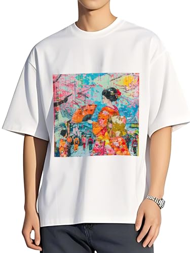 令和の浮世絵 和風 絵画 江戸 掛け軸 舞子 着物 女性 (59) Tシャツ おもしろい Tシャツ メンズ レディース 夏服 綿 プリント スポーツ トップス 半袖 無地 ゆったり 男女兼用 大きいサイズ 肌着