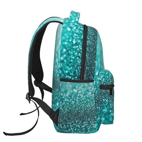 Backpack Extra Large Book Bags Anti-Theft Rucksack for College, Multipurpose Teal Turquoise Green Glitter Sparkle texture Laptop Backpack3
