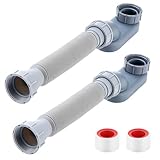 Nuanchu 2 Pcs Low Profile 1 1/2 P Trap with Sealing Tape Low Profile Shower Drain Flat 1 1/2 P Trap Freestanding Tub Drain for Bath Fit Bath RV Bathtub