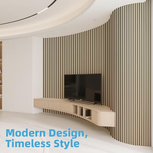 Image of Art3d Roll-Flat Acoustic Wood Slat Wall Panel, 95.3 x 23.8 in, 2-Pack, Oak