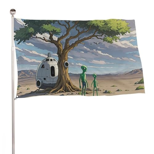 Drapeau extraterrestre de 152x243 cm pour égayer votre jardin pendant les fêtes de Noël