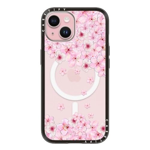 CASETiFY �R���p�N�g iPhone 15 �P�[�X [MagSafe�Ή�/���^ �y��/�ϏՌ�] - SAKURA CHERRY SATURDAY - �u���b�N
