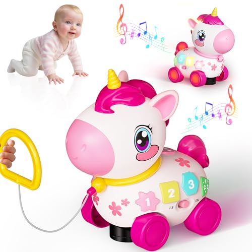 Image of Ingbear Unicorn Toys for 1 Year Old Girl Gifts, Baby Musical Learning Toys 6-9-12-18 Months, Bilingual Educational Toys with Light, Christmas Birthday Gifts for Girl & Boys ﻿