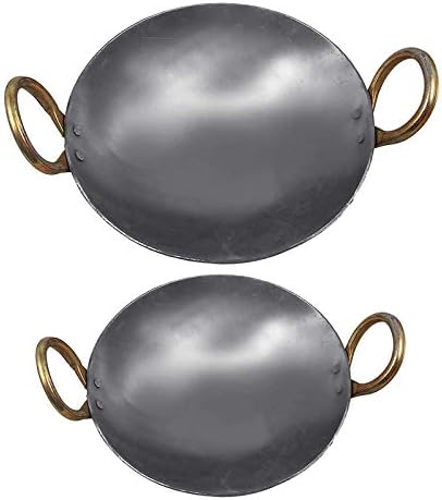 KITCHEN SHOPEE Traditional Iron Kadai Combo: 2 Kadai of 2 Sizes (10 Inches, 12 inches Diameter).