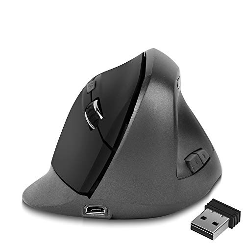 DOUDOU Ergonomic Mouse, Wireless Rechargeable 2.4G Vertical Optical Mice, 1000/1600 /2400 DPI with 6 Buttons for Laptop, Desktop, PC, MacBook
