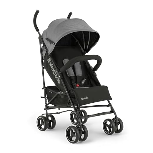 Poussette KikkaBoo BEETLE, poussette bébé jusqu'à 22 kg, pliable, légère, compacte, gris