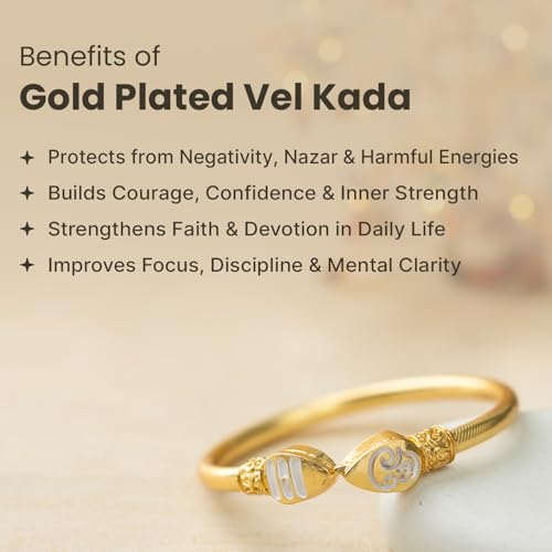 Image of Astrotalk Vel Murugan Kada | Inspired by Lord Murugan's sacred Vel | Removes negativity, fear, & confusion | Adjustable Spiritual kada for man | Devotional Gift For Men & Women