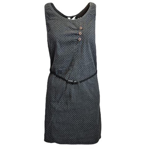 alife & kickin Kleid CAMELIA-45 Damen Jerseykleid, Gepunktet, Schwarz mit Knopfdetails, Gürtel Gr. L
