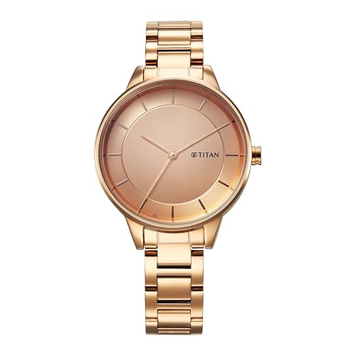 Titan Razzle Dazzle Quartz Analog Rose Gold Dial Stainless Steel Strap Watch for Women