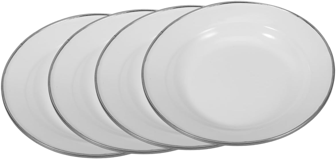 Cabilock 4pcs Enamelware Plate Vintage Small Enamel Trays for Snacks Fruits and Appetizers and Multi-use Tableware for Home Bakery and Restaurants