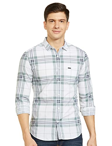 Image of The Indian Garage Co Men Regular Fit Checkered Full Sleeves Cutaway Collar Casual Shirt