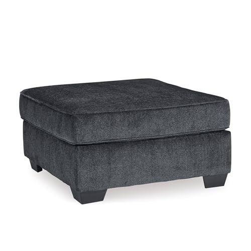 Image of Signature Design by Ashley Altari Oversized Square Ottoman, Slate Gray | Cozy chenille, Durable and comfortable cushions, Relaxed lounging, Versatile 36 in stable coffee table footprint