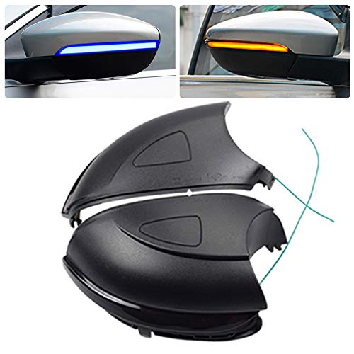 Hacreyatu Sequential Led Side Mirror Turn Signal Light Indicator Smoked Lens (L&R) For VW Golf 6 MK6/ Golf G-TI 6 /R20 2008-2012 (Yellow-blue, no holes)