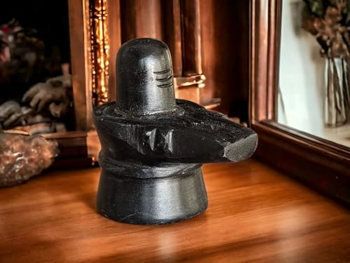 Image of SAUDEEP INDIA Black Marble Shiv Ling | Shiva Lingam for Home Temple | Mahadev Shankar Bholenath Shiv Ling Idol for Pooja Home Temple Mandir (3 Inch Regular Quality)