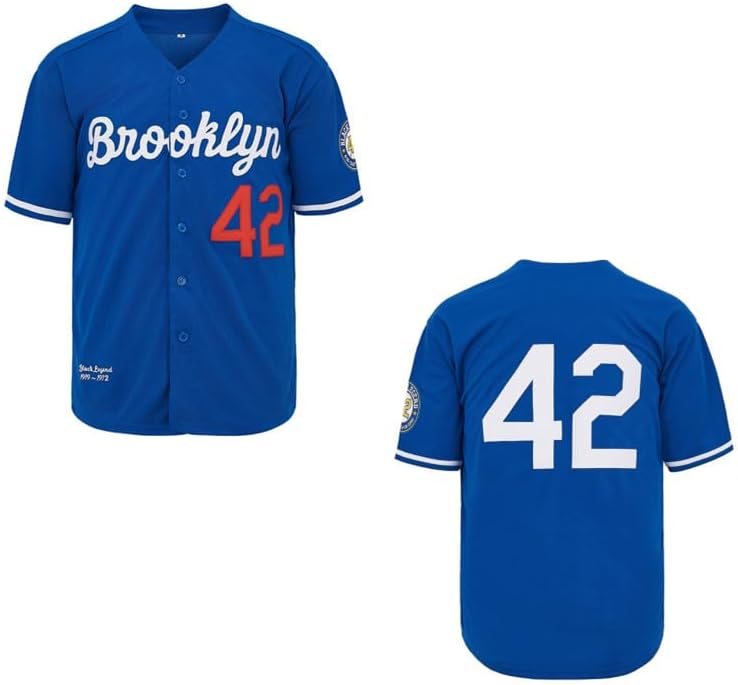 Youth Black Legend Baseball Jersey #42 Vintage Embroidered Retro Hip Hop Jersey Stitched