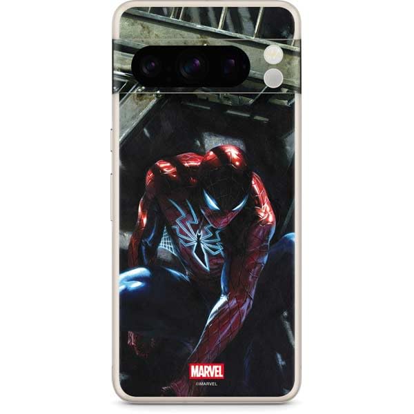 Skinit Decal Phone Skin Compatible with Google Pixel 8 Pro - Officially Licensed Marvel Spiderman New Suit Spiderman Design